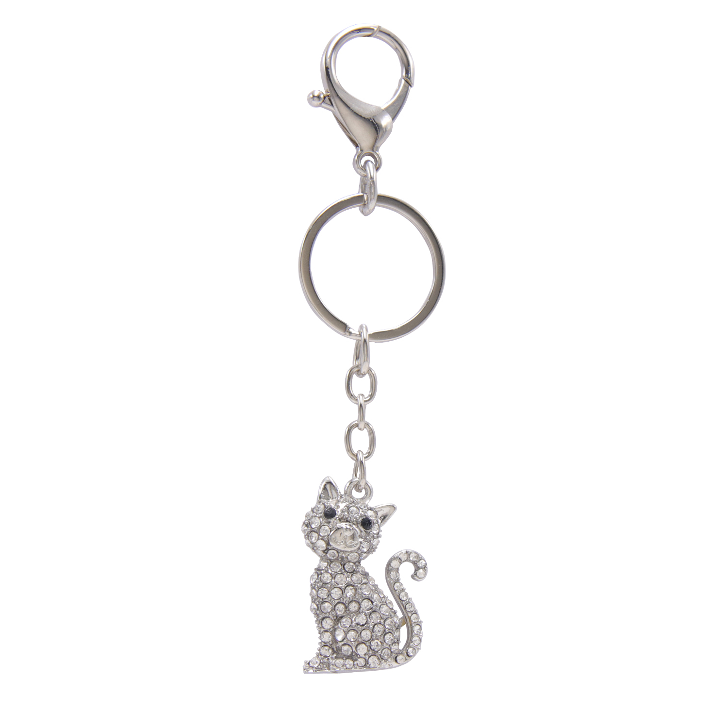 Cat keychain w/clear crystals